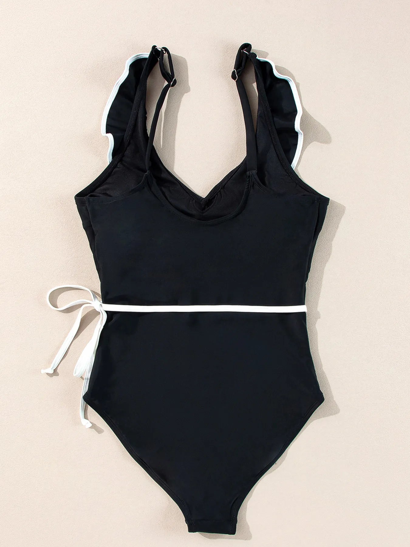 Ruffle Trim V - Neck One - Piece Swimsuit - Seedandsoulful
