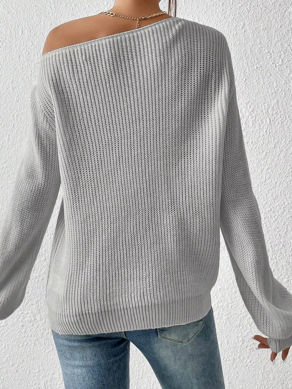 Single Shoulder Knit Sweater - Seedandsoulful