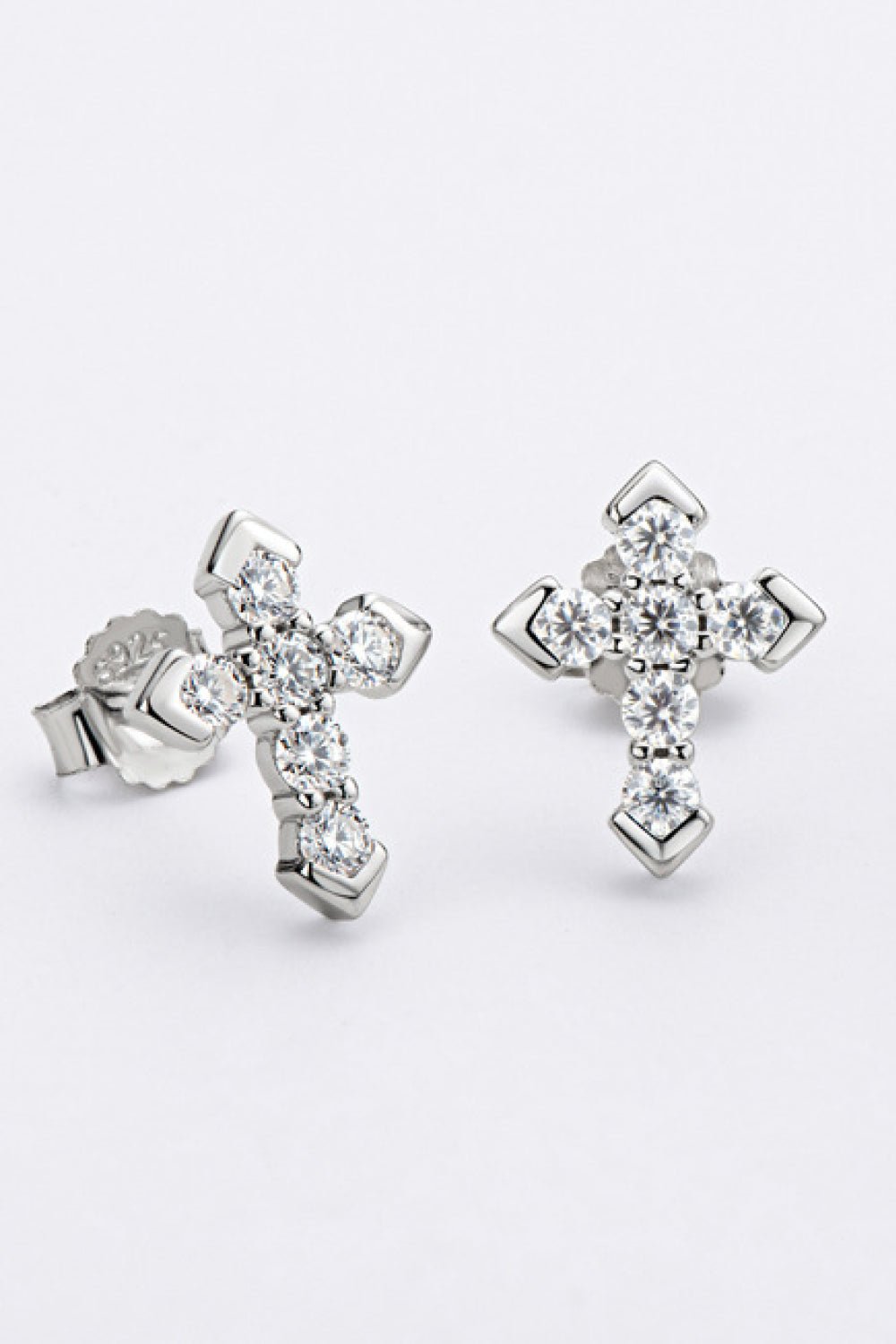 Moissanite Cross Stud Earrings - Seedandsoulful