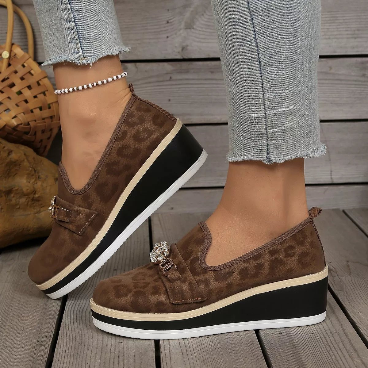 Leopard Print Platform Loafers - Seedandsoulful