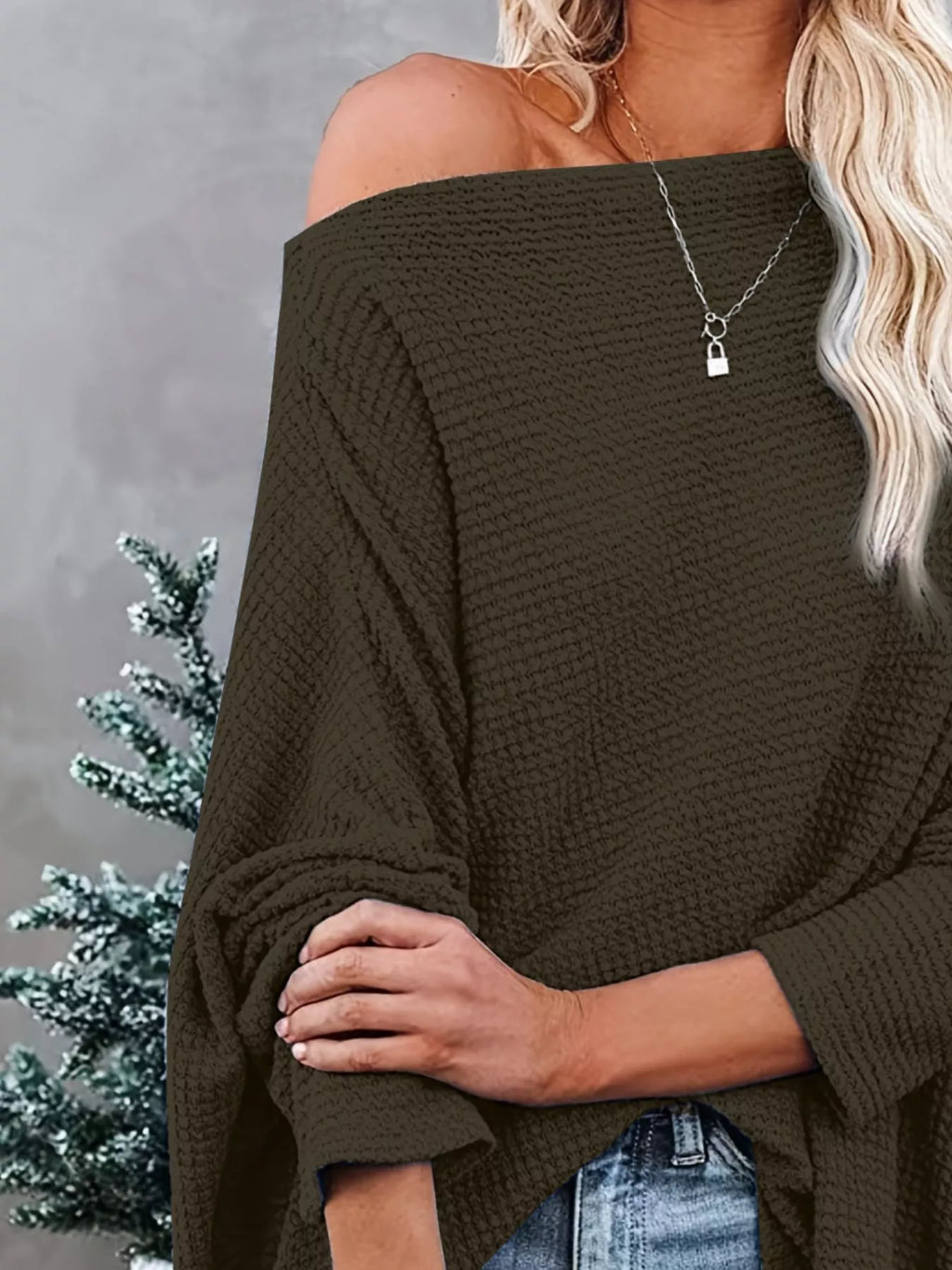 Waffle Knit Boat Neck T-Shirt - Seedandsoulful