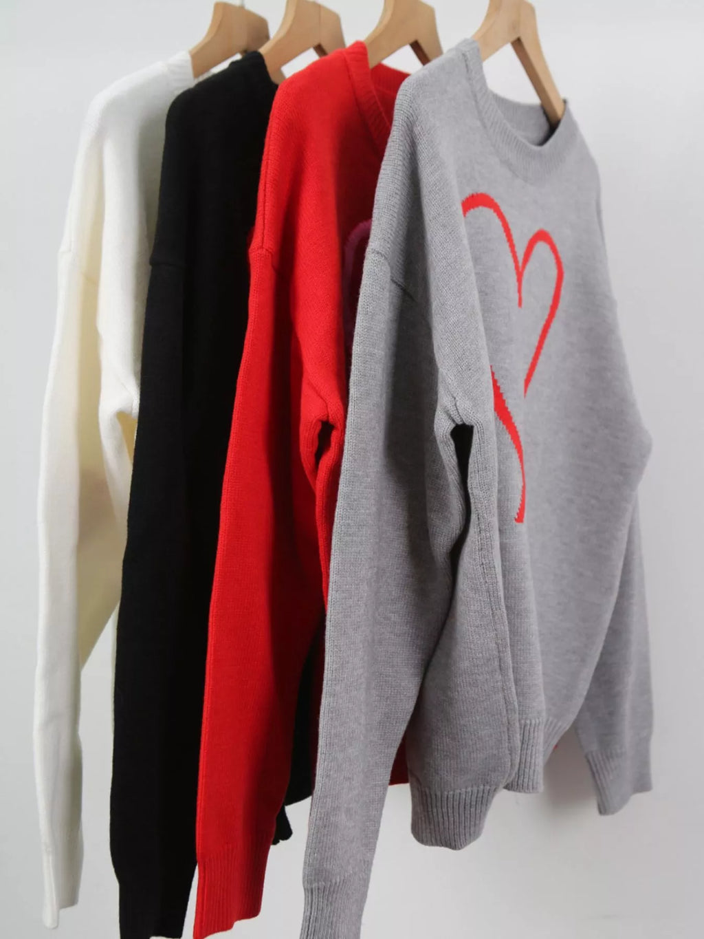 Valentine's Day Heart Graphic Dropped Shoulder Sweater - Seedandsoulful