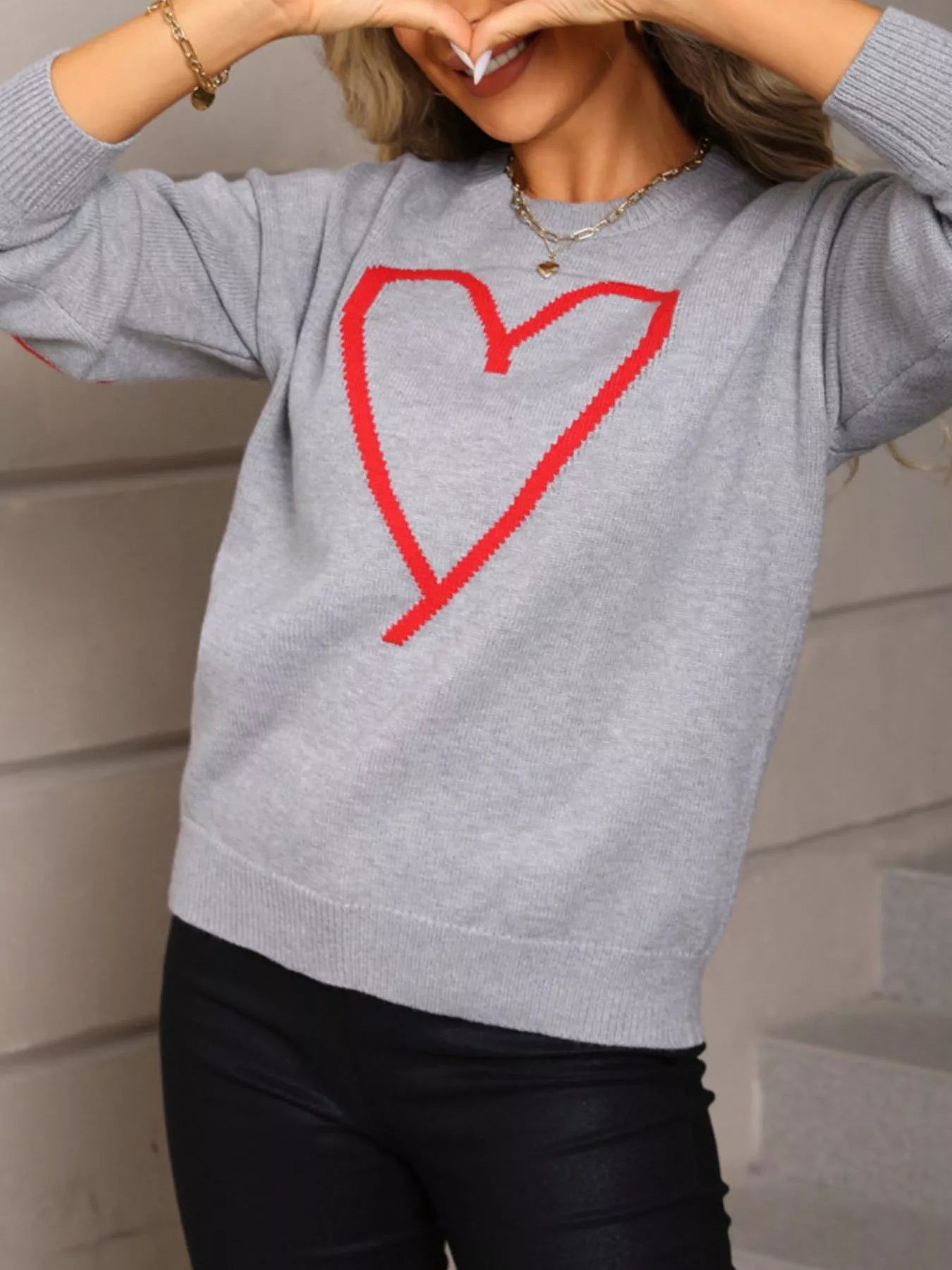 Valentine's Day Heart Graphic Dropped Shoulder Sweater - Seedandsoulful