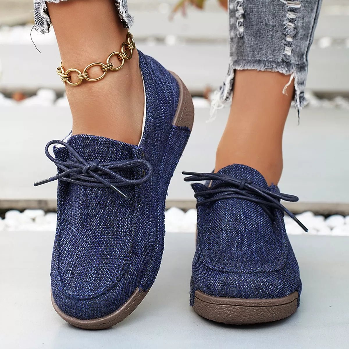 Round Toe Lace - Up Sneakers - Seedandsoulful