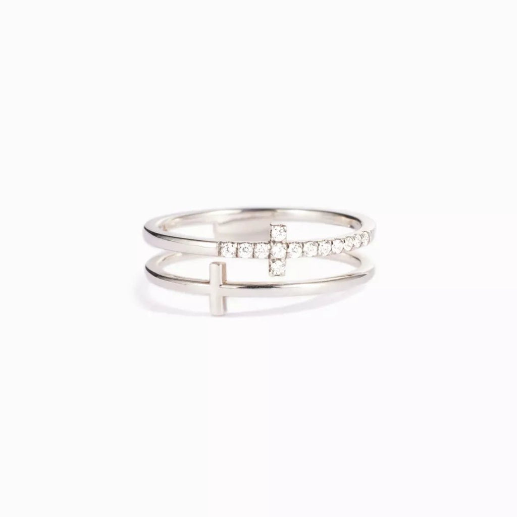 Double Band Cross Ring - Seedandsoulful