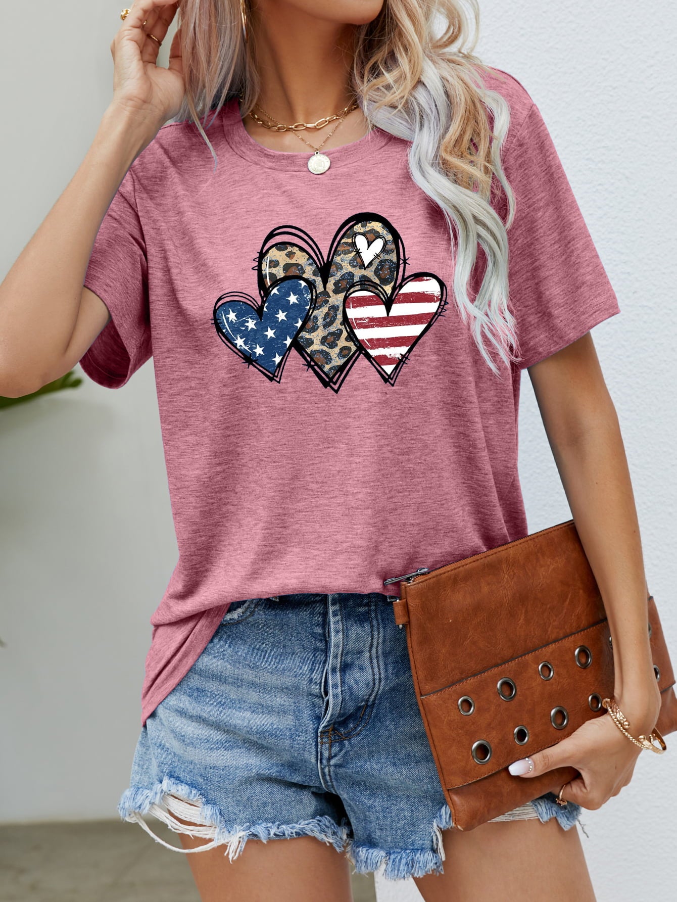 US Flag Leopard Heart Graphic Tee - Seedandsoulful