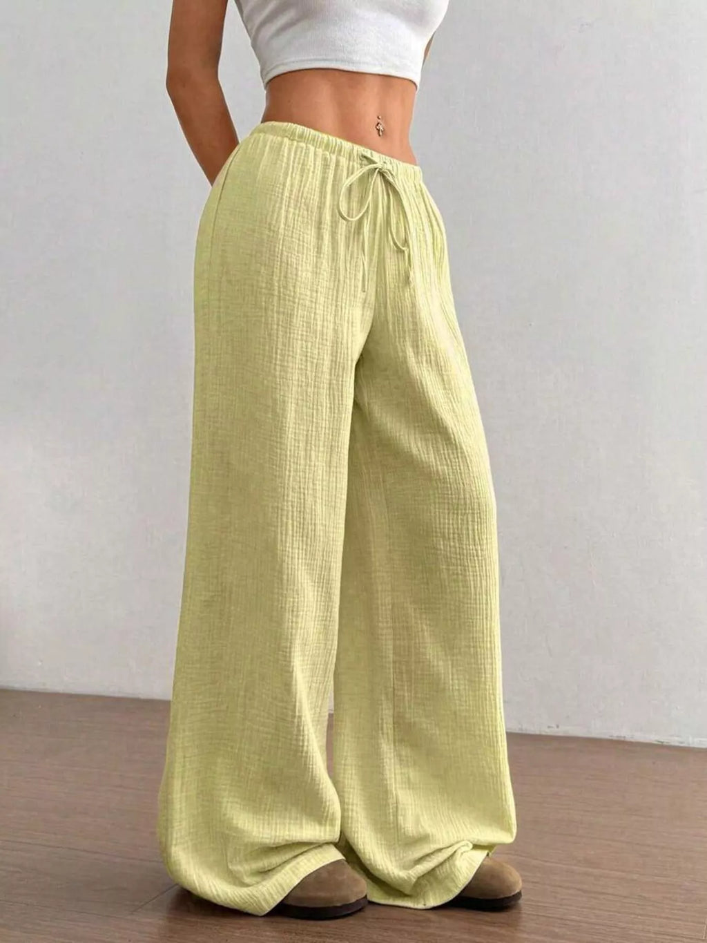Full Size Drawstring Wide Leg Pants Plus Size - Seedandsoulful