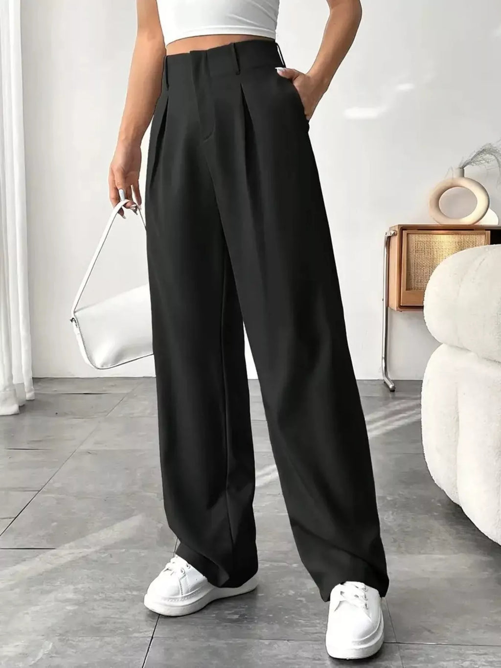 Wide Leg Pleated Pants - Seedandsoulful