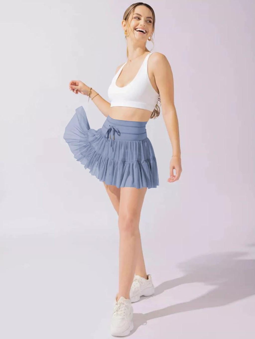 Tiered Skort with Drawstring - Seedandsoulful
