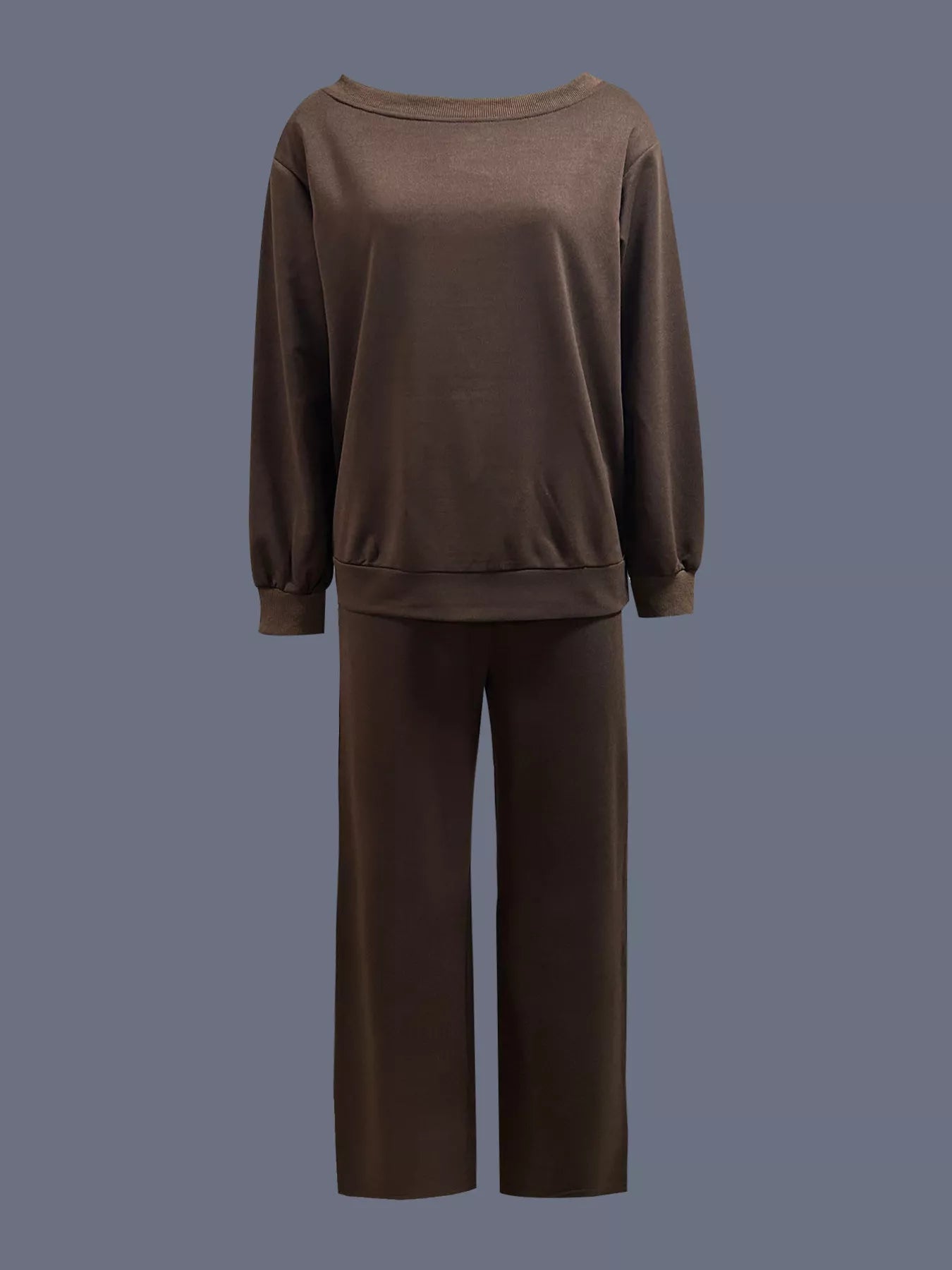 Boat Neck Long Sleeve Sweatshirt and Pants Set - Seedandsoulful
