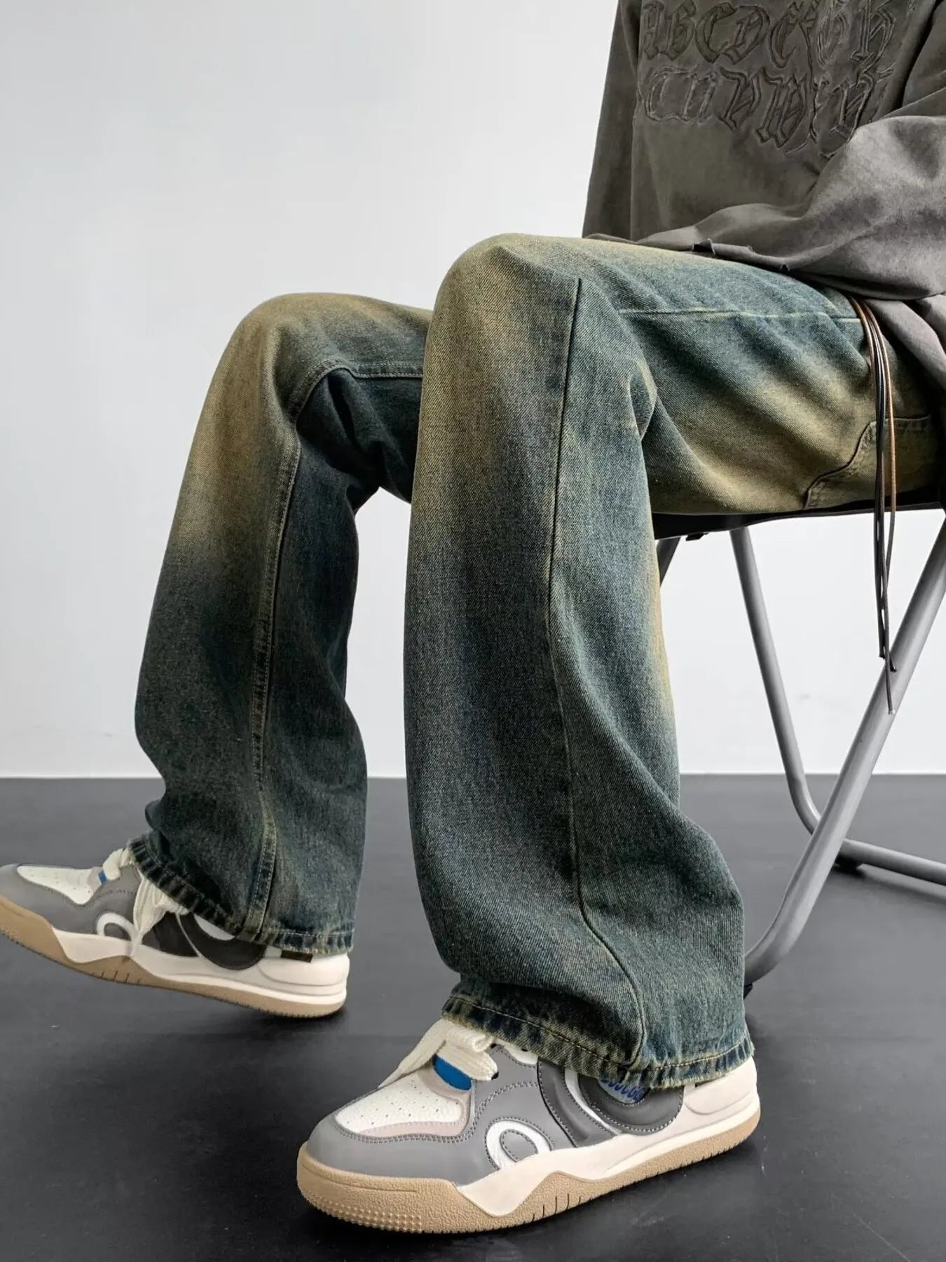 Men's Full Size Vintage Wash Loose Fit Jeans Plus Size - Seedandsoulful