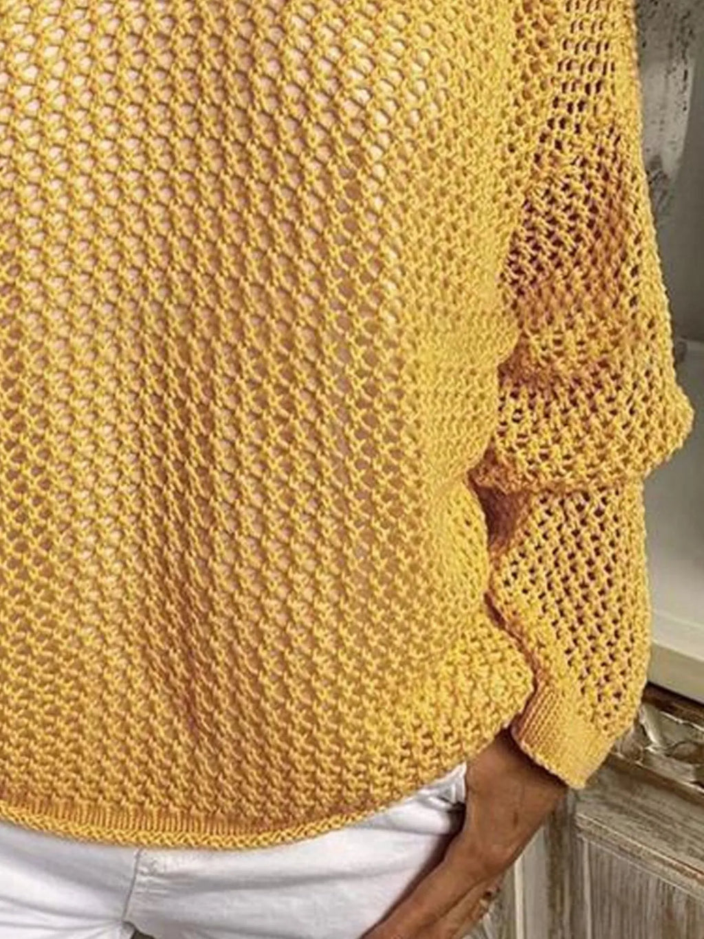 Openwork Long Sleeve Hooded Knit Cover Up - Seedandsoulful