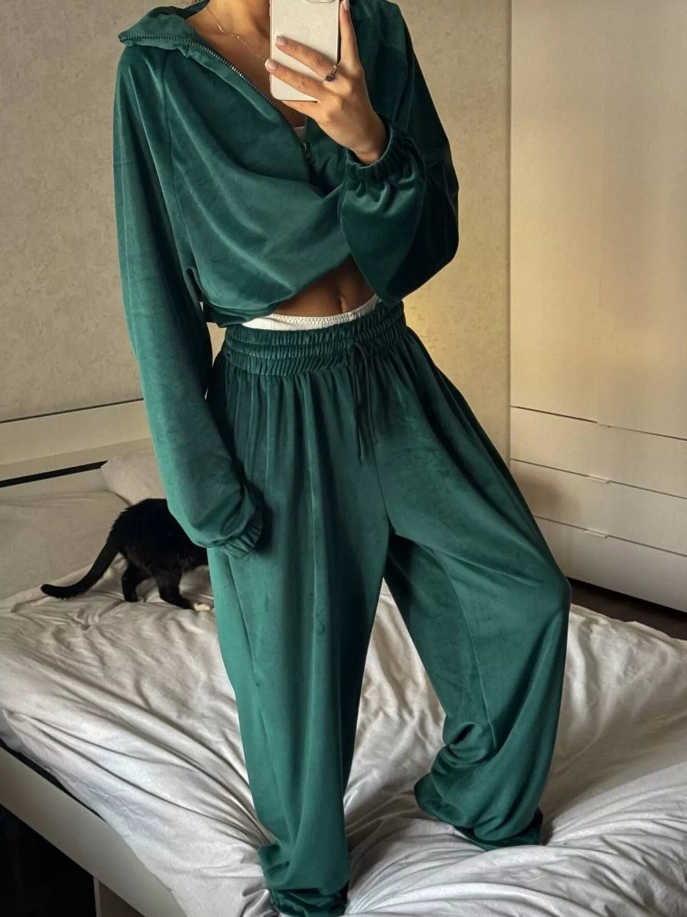 Zip Up Long Sleeve Outerwear and Pants Set - Seedandsoulful