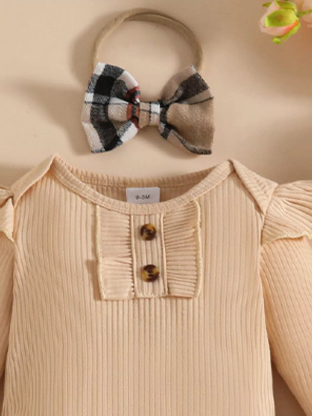 Children's Ruffled Ribbed Bodysuit and Skirt Set with Headband - Seedandsoulful