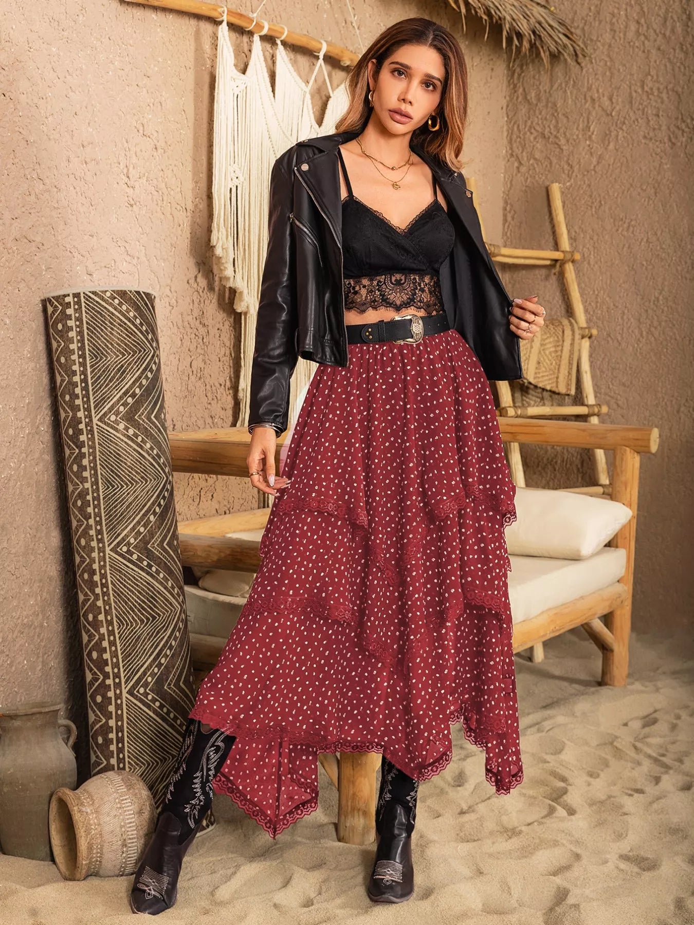 Lace Detail Layered Skirt - Seedandsoulful