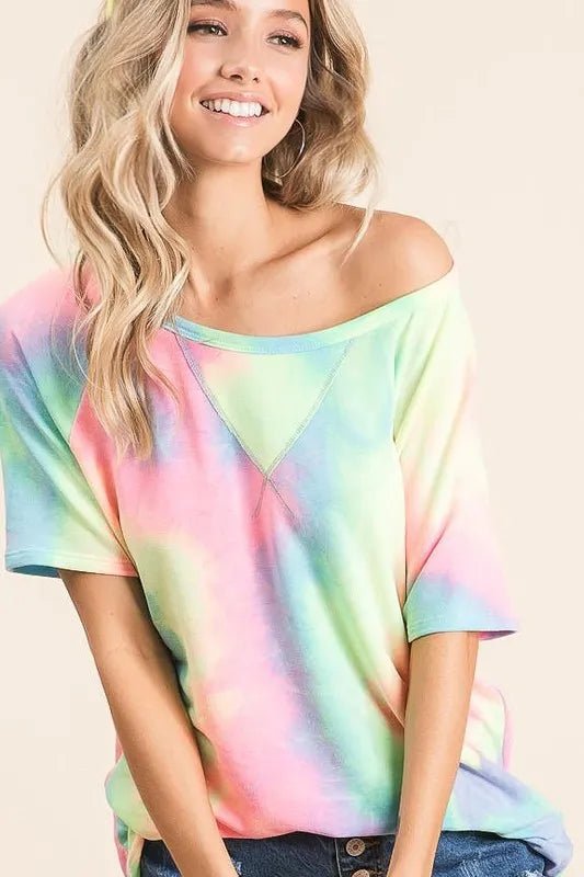 BiBi Tie Dye French Terry Print Top - Seedandsoulful
