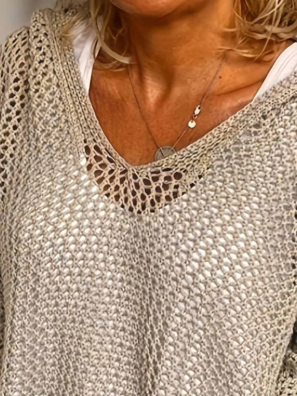 Openwork Long Sleeve Hooded Knit Cover Up - Seedandsoulful