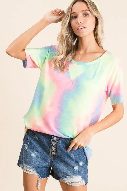 BiBi Tie Dye French Terry Print Top - Seedandsoulful