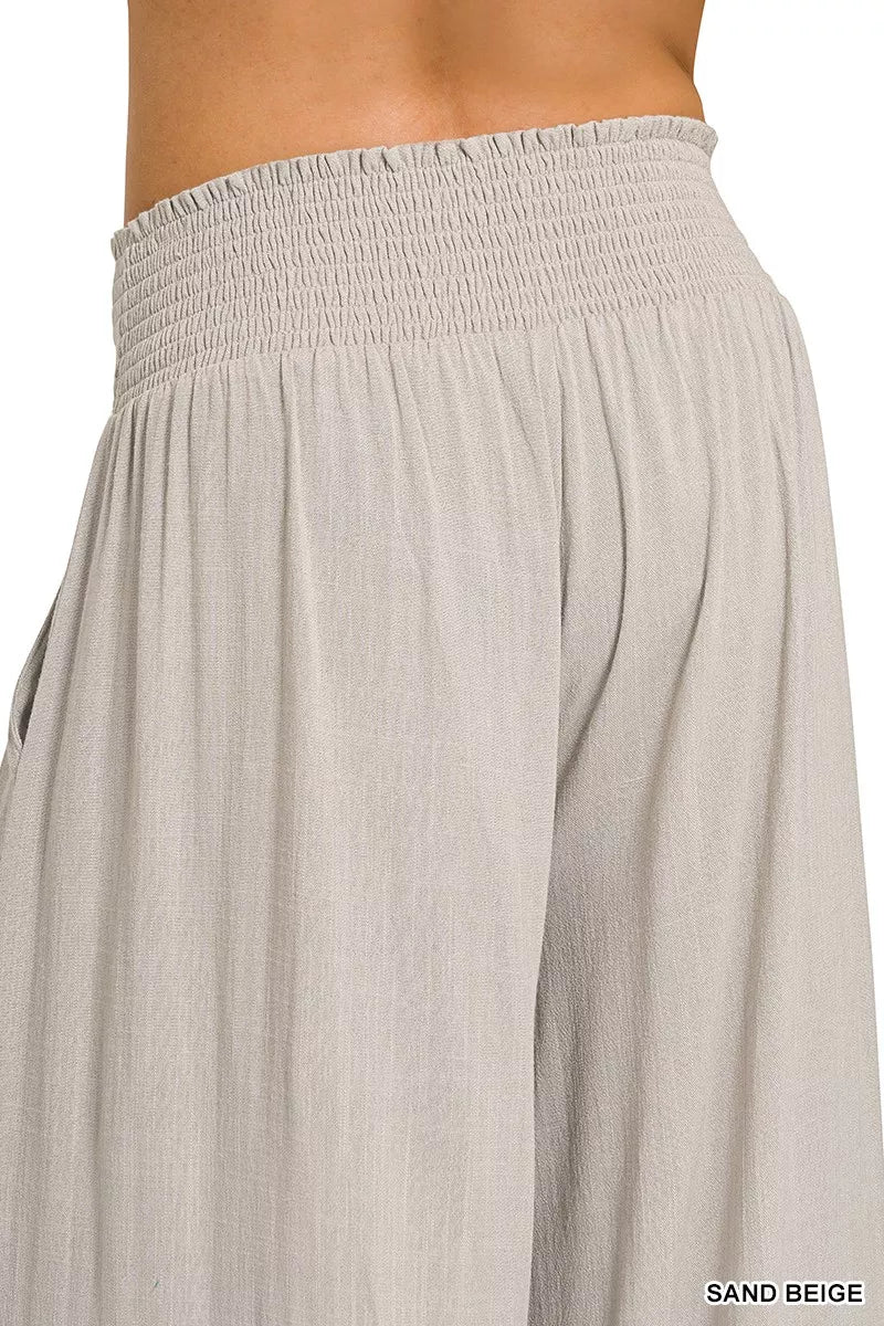 Zenana Smocked Waistband Wide Leg Lounge Pants - Seedandsoulful