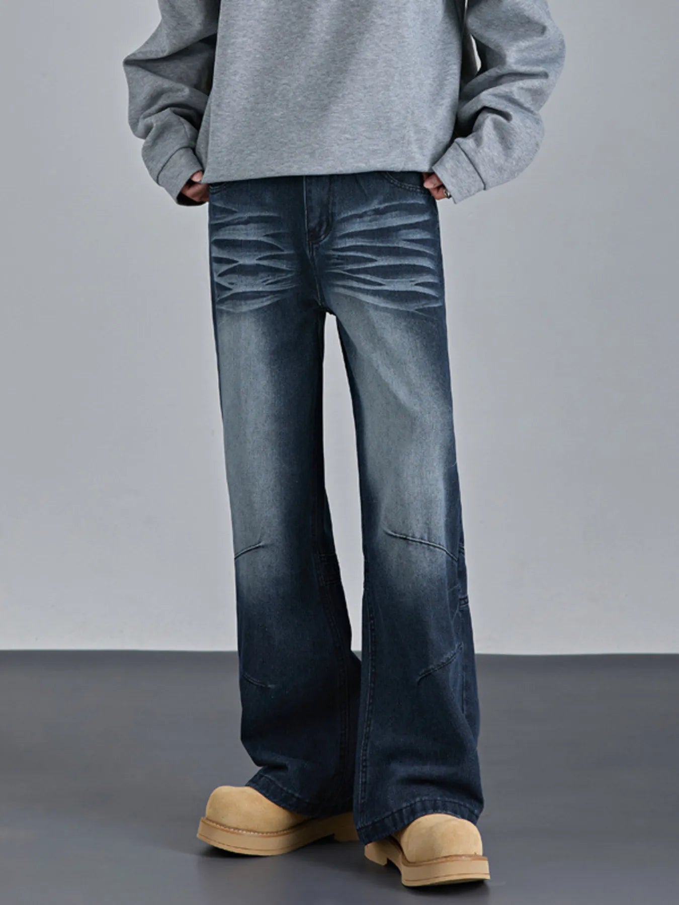 Men's Vintage Wash Wide Leg Jeans - Seedandsoulful