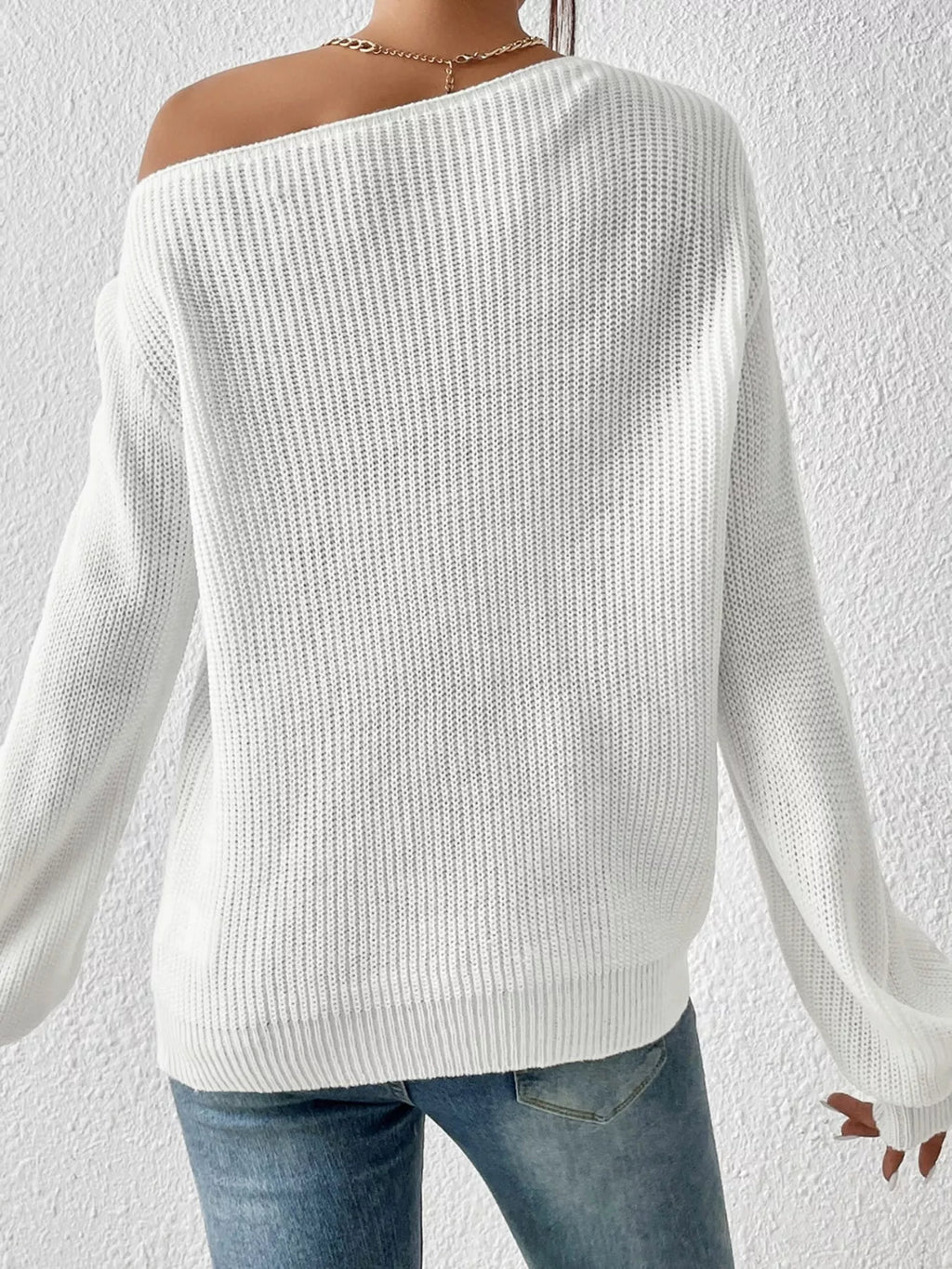 Single Shoulder Knit Sweater - Seedandsoulful