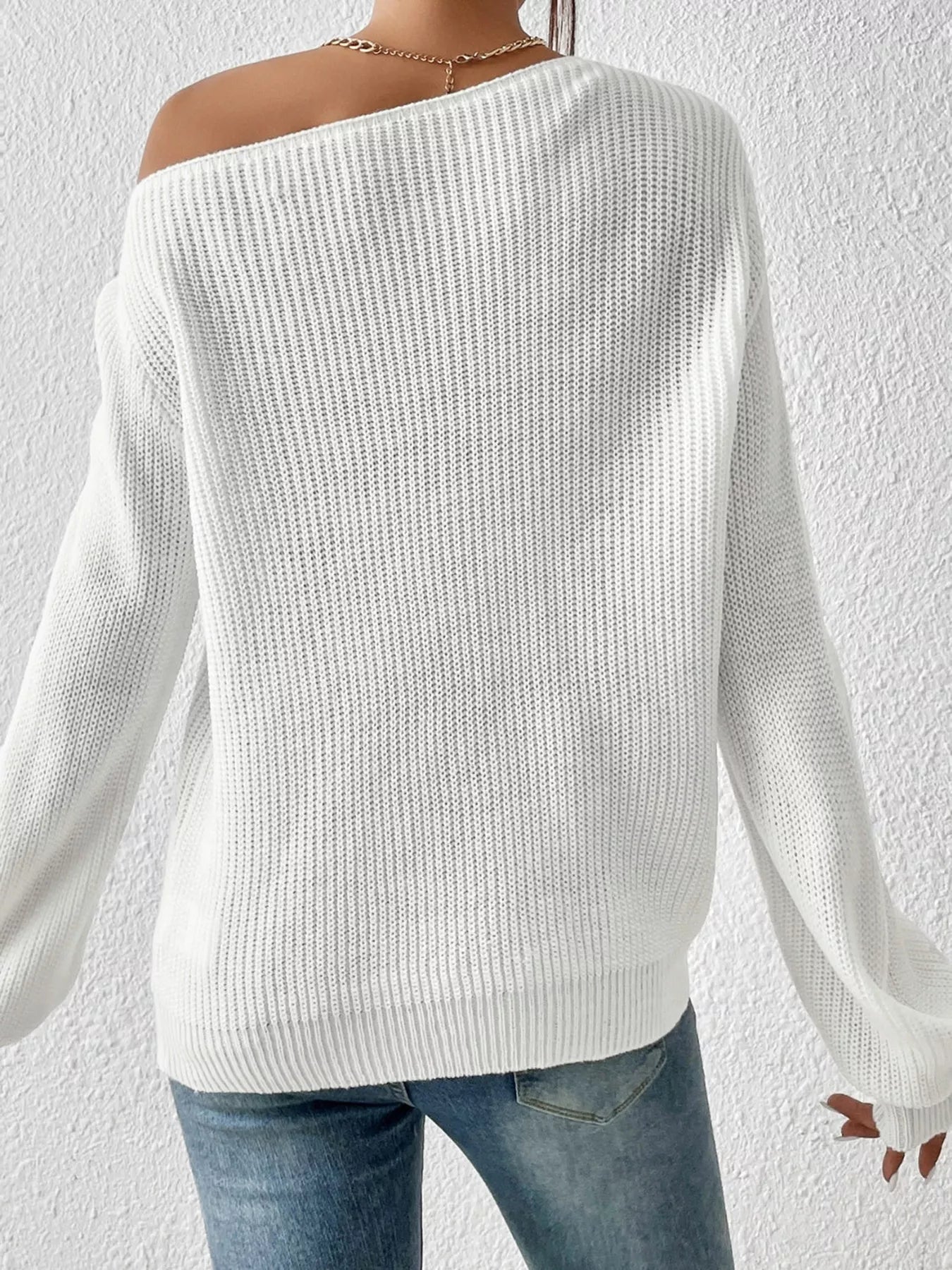 Single Shoulder Knit Sweater - Seedandsoulful