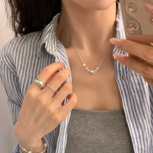 Heart & Pearl Accent Necklace - Seedandsoulful
