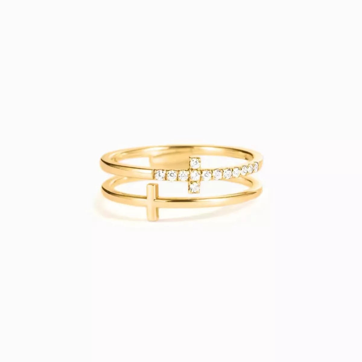 Double Band Cross Ring - Seedandsoulful