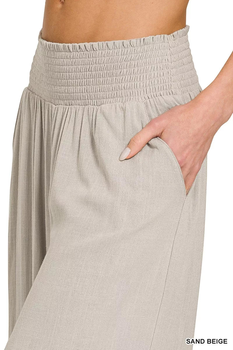 Zenana Smocked Waistband Wide Leg Lounge Pants - Seedandsoulful