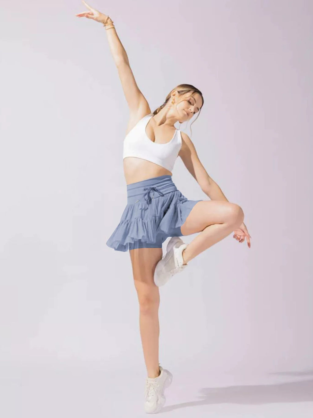 Tiered Skort with Drawstring - Seedandsoulful