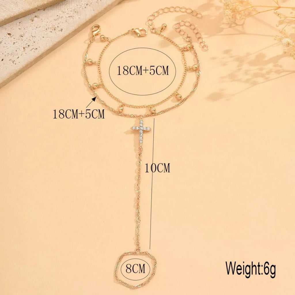 18K Gold - Plated Chain Cross Bracelet - Seedandsoulful