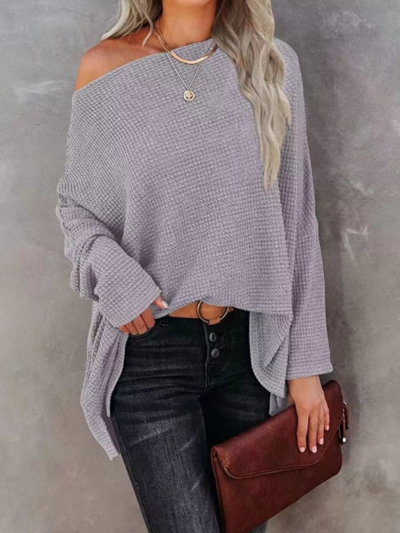 Waffle Knit Boat Neck T-Shirt - Seedandsoulful