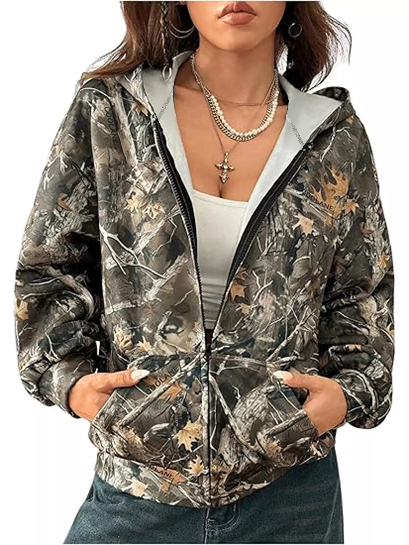 Vintage Printed Zip - Up Hoodie - Seedandsoulful
