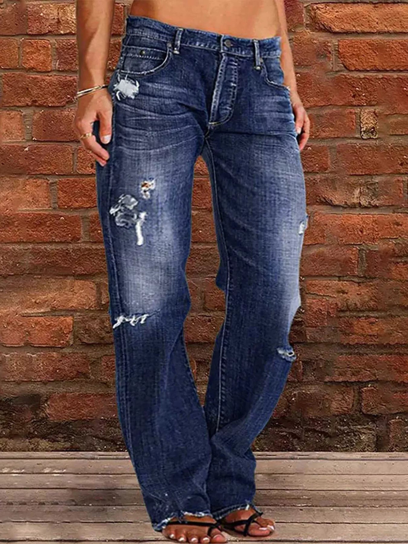 Distressed Loose Fit Jeans - Seedandsoulful