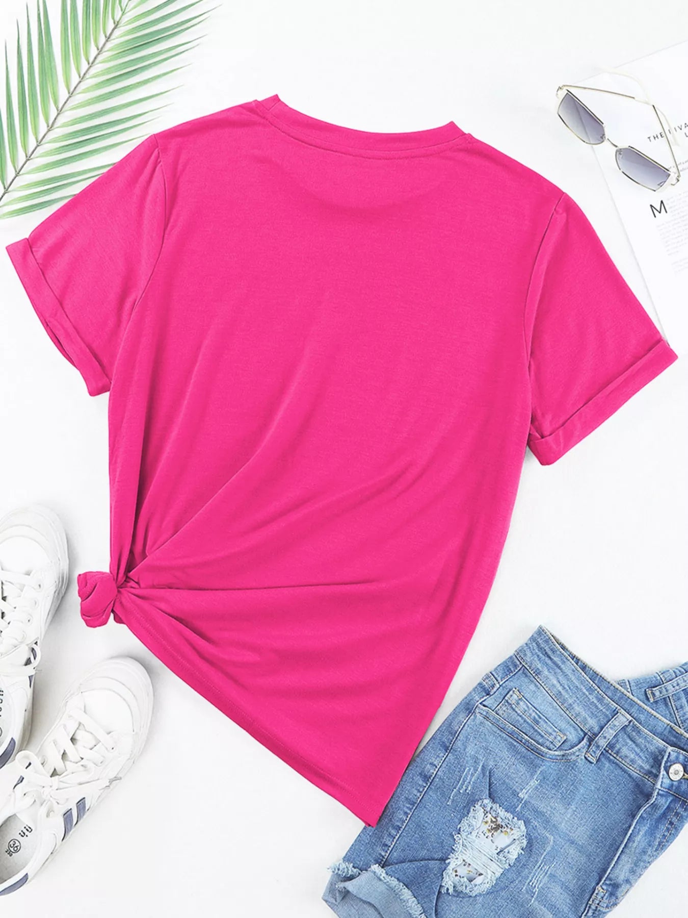 Rhinestone Heart Graphic Crew Neck Valentines Tee - Seedandsoulful