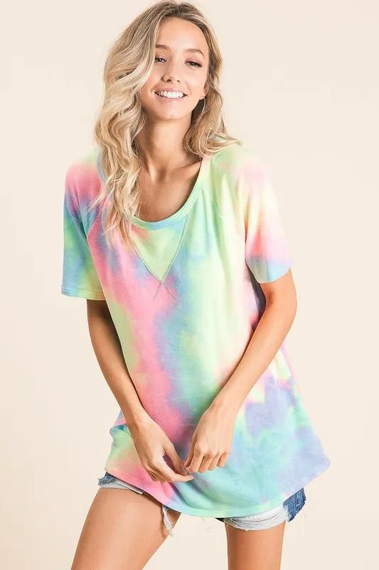 BiBi Tie Dye French Terry Print Top - Seedandsoulful