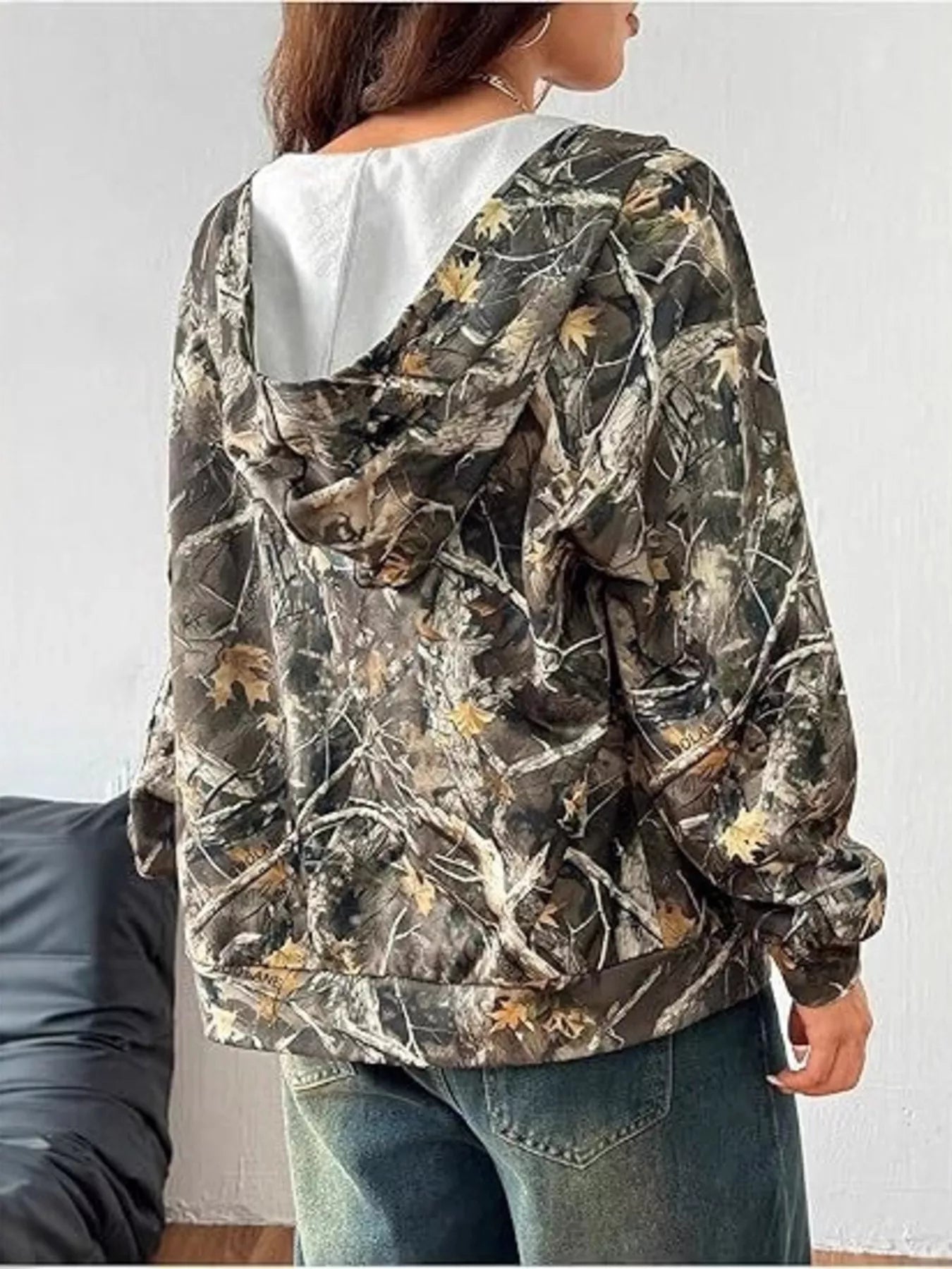 Vintage Printed Zip - Up Hoodie - Seedandsoulful