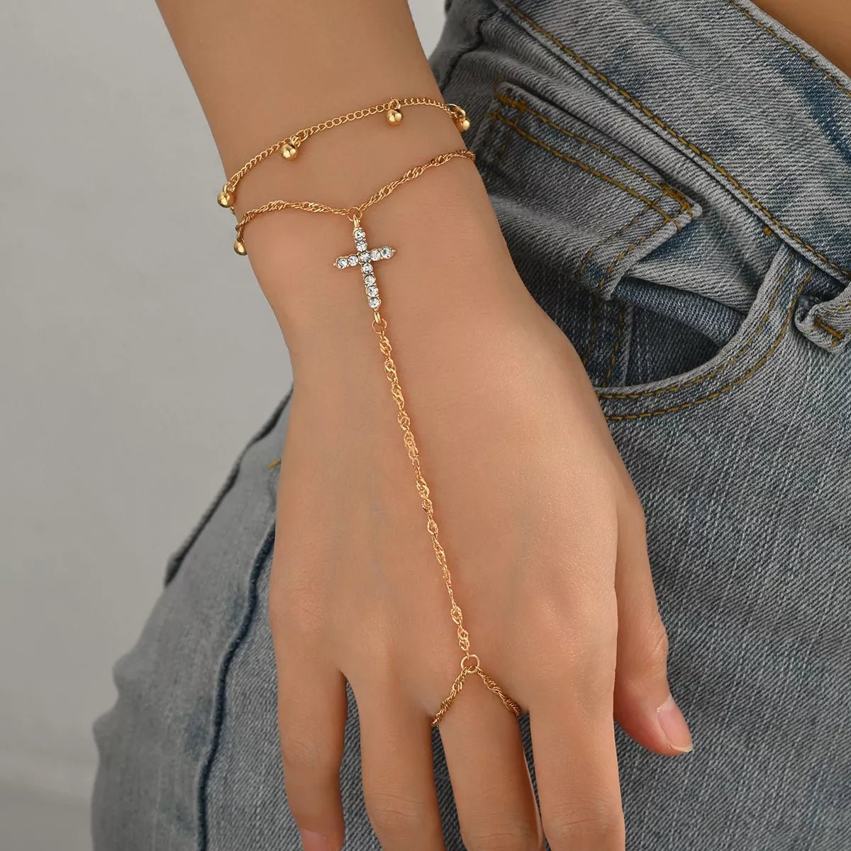 18K Gold - Plated Chain Cross Bracelet - Seedandsoulful
