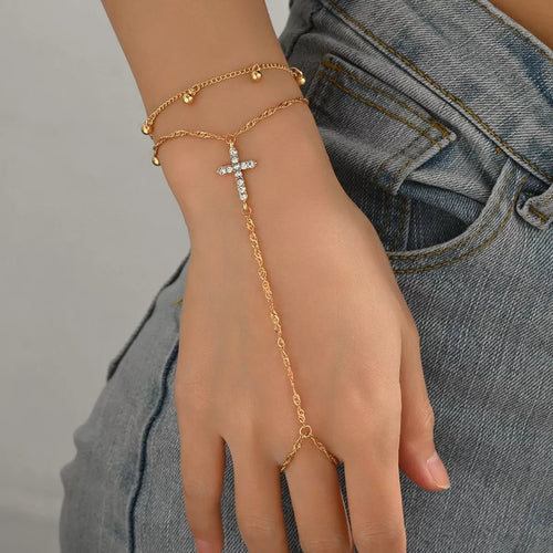 18K Gold - Plated Chain Cross Bracelet - Seedandsoulful