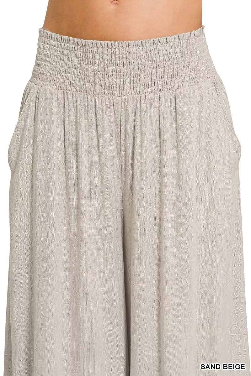Zenana Smocked Waistband Wide Leg Lounge Pants - Seedandsoulful