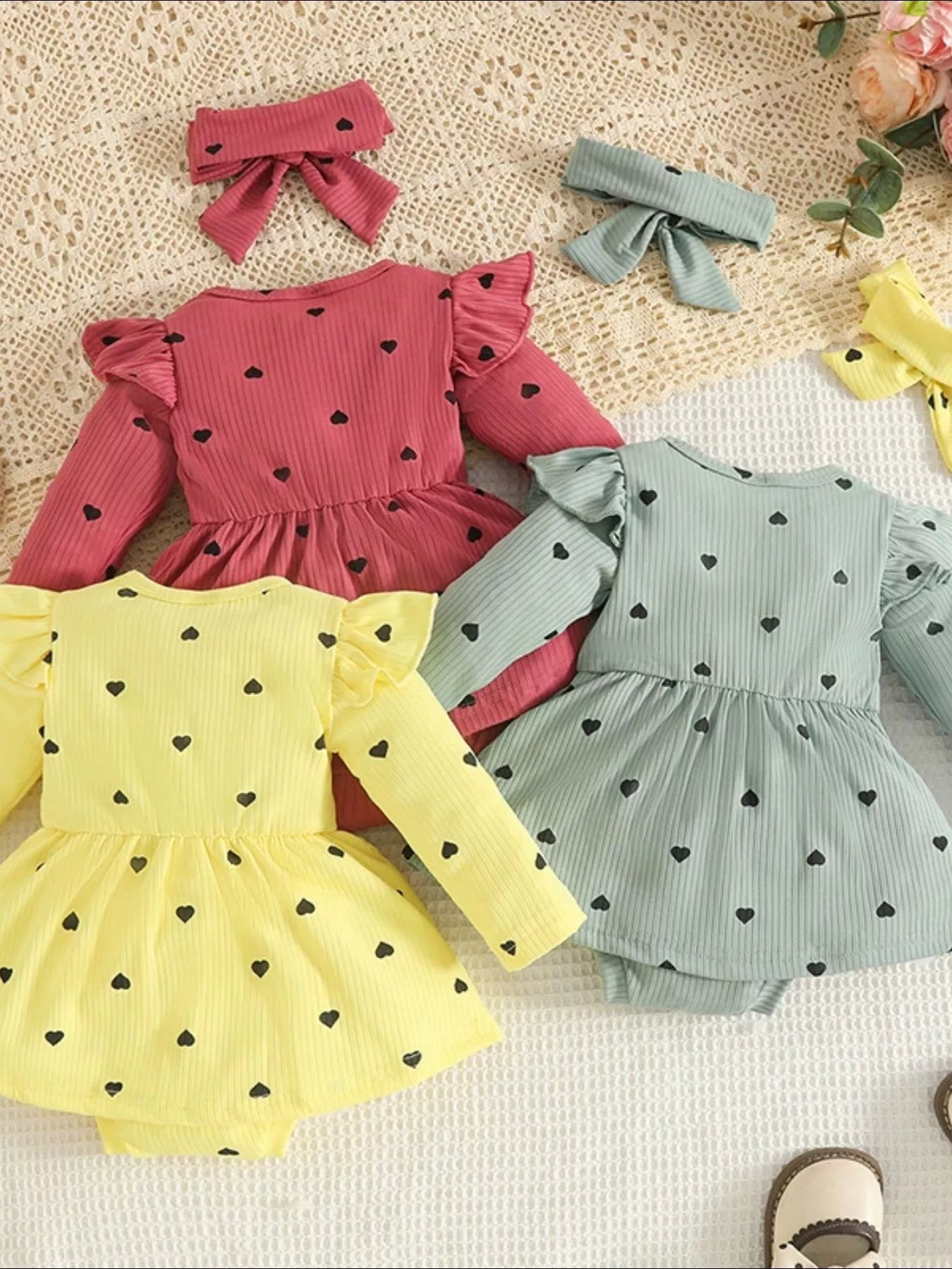 Children's Heart Print Dress & Headband Set - Seedandsoulful