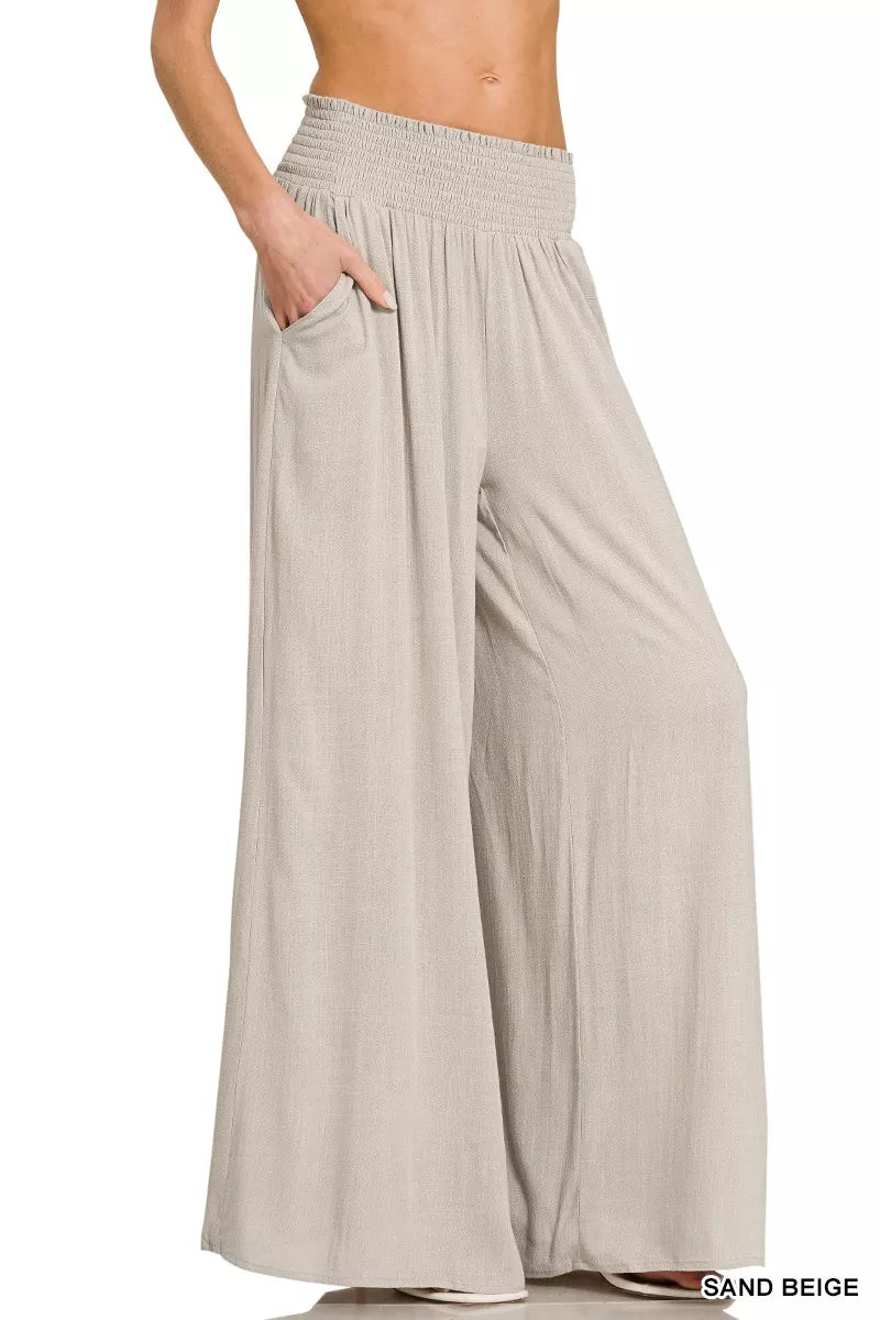 Zenana Smocked Waistband Wide Leg Lounge Pants - Seedandsoulful