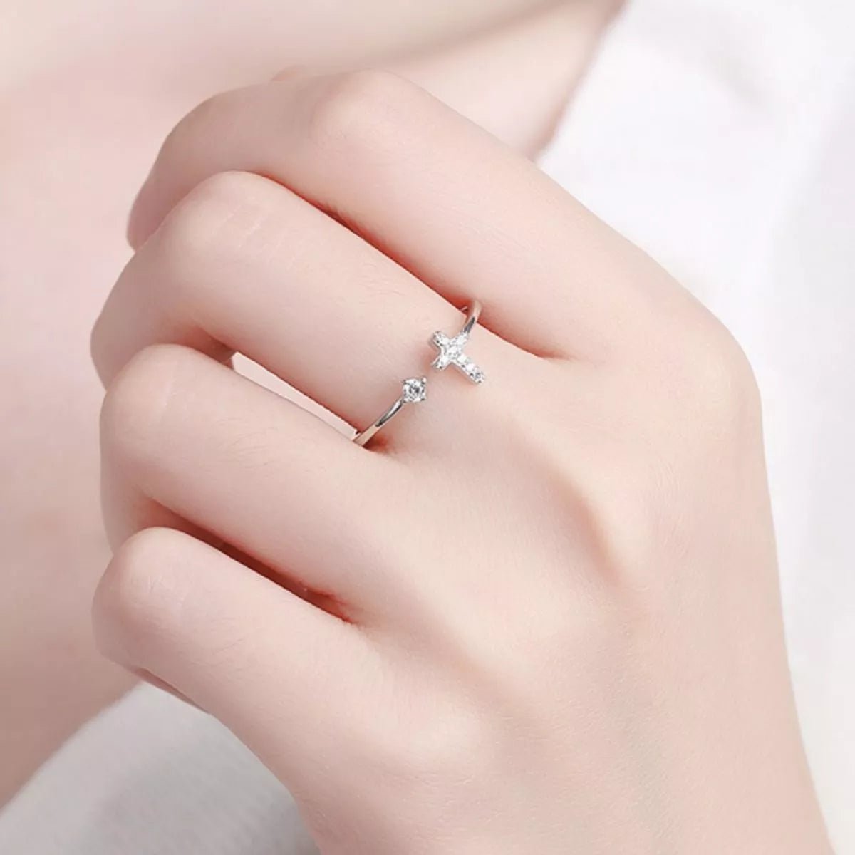 Adjustable Open Cross Ring - Seedandsoulful