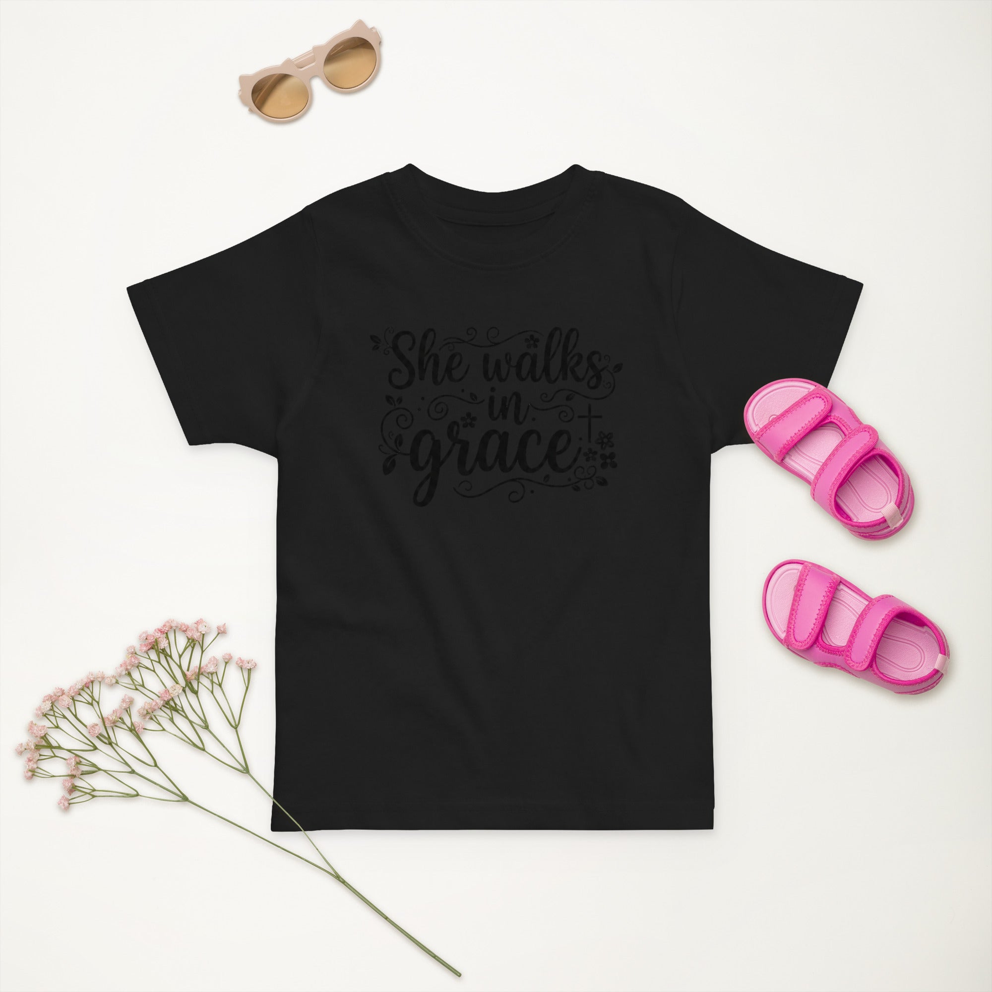 Faith Flower Girl T-Shirt | She Walks in Grace | Toddler Sizes | Christian Bridal Party Tee | Seedandsoulful - Seedandsoulful