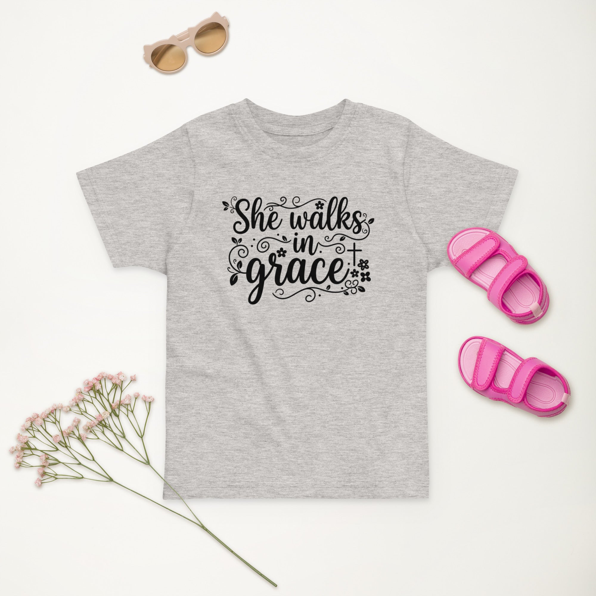 Faith Flower Girl T-Shirt | She Walks in Grace | Toddler Sizes | Christian Bridal Party Tee | Seedandsoulful - Seedandsoulful