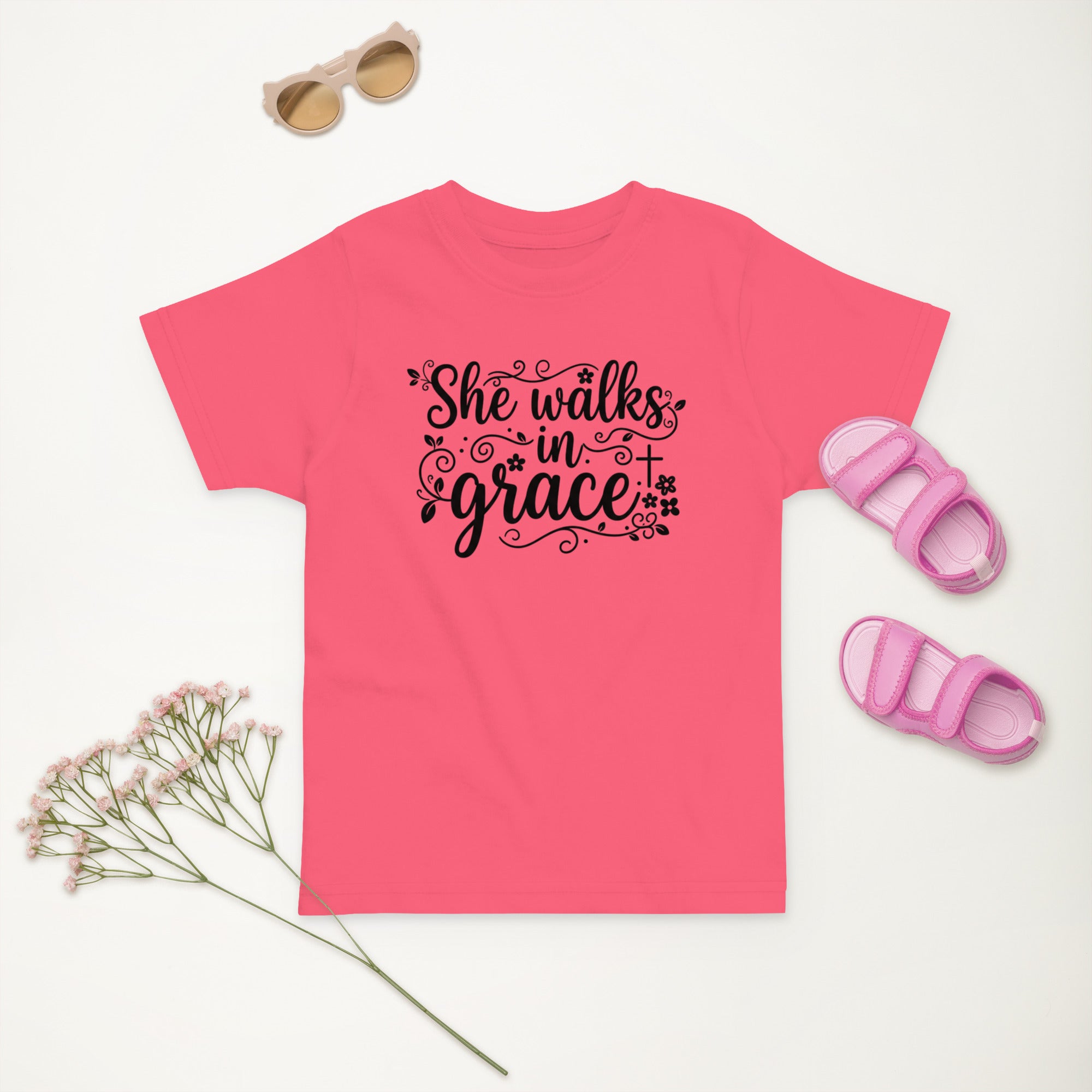 Faith Flower Girl T-Shirt | She Walks in Grace | Toddler Sizes | Christian Bridal Party Tee | Seedandsoulful - Seedandsoulful