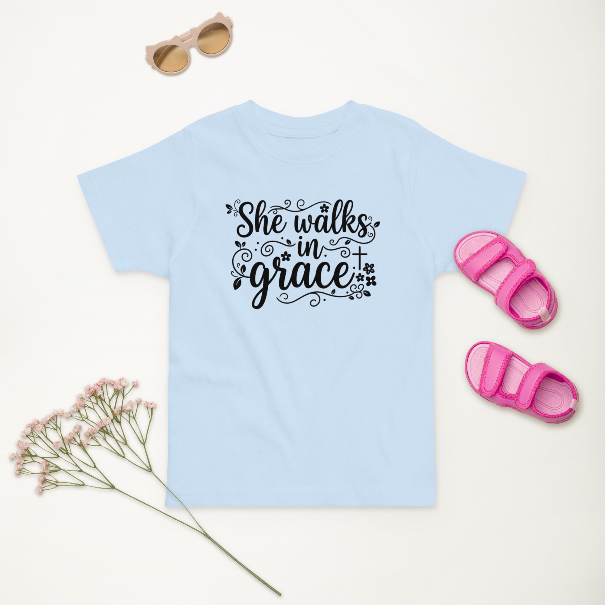 Faith Flower Girl T-Shirt | She Walks in Grace | Toddler Sizes | Christian Bridal Party Tee | Seedandsoulful - Seedandsoulful