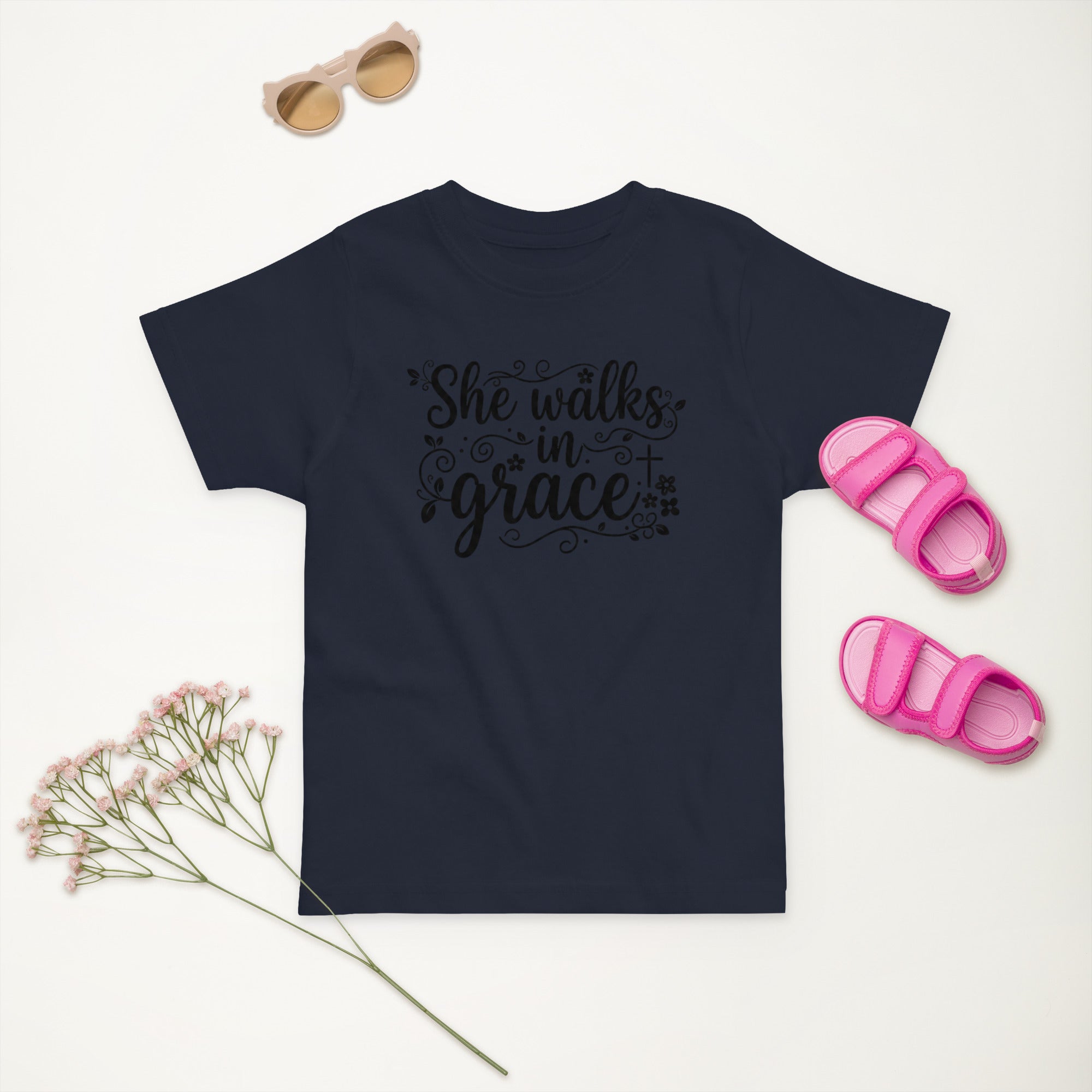 Faith Flower Girl T-Shirt | She Walks in Grace | Toddler Sizes | Christian Bridal Party Tee | Seedandsoulful - Seedandsoulful