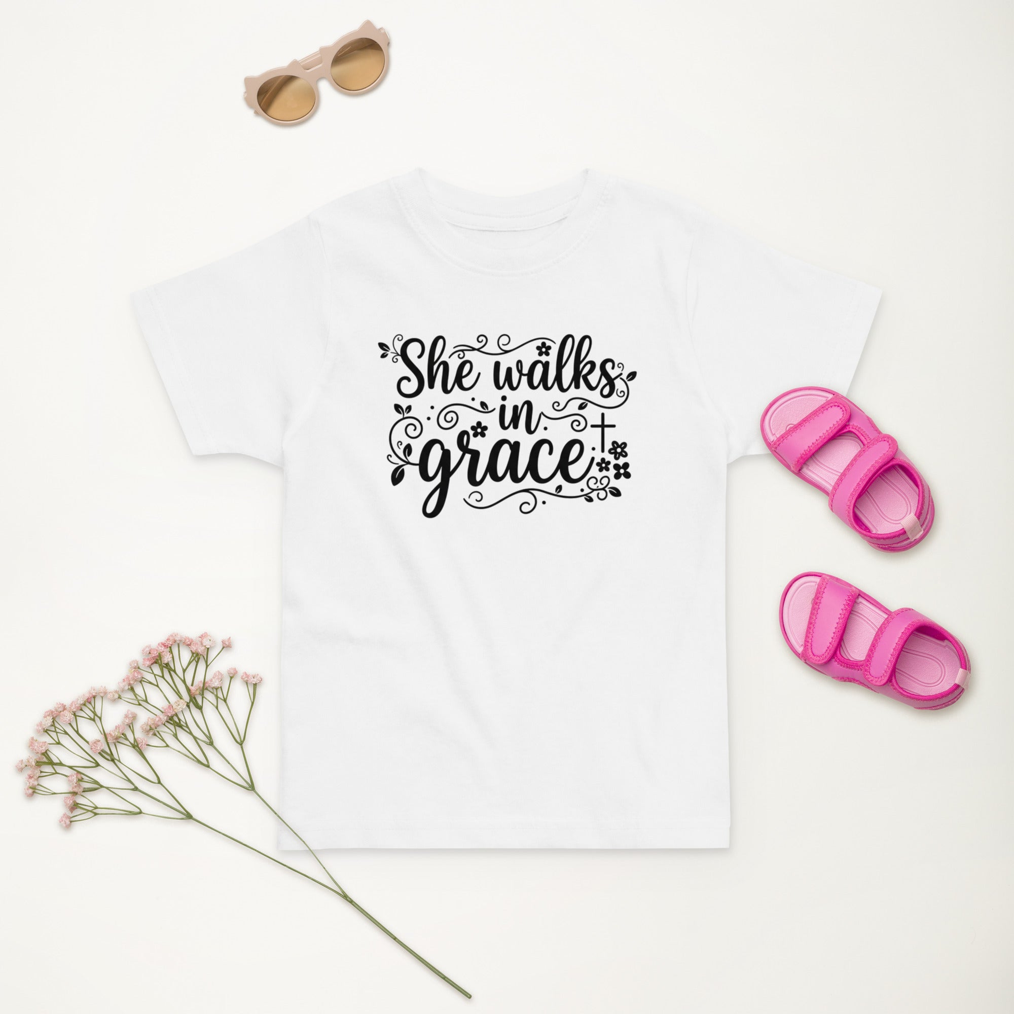 Faith Flower Girl T-Shirt | She Walks in Grace | Toddler Sizes | Christian Bridal Party Tee | Seedandsoulful - Seedandsoulful