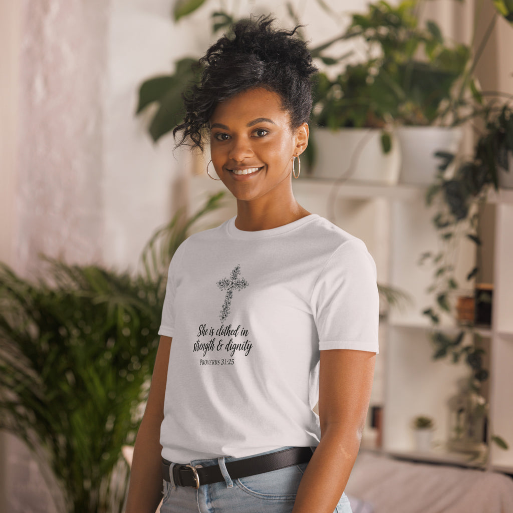 Faith Bride T-Shirt | She is Clothed in Strength & Dignity | Christian Bridal Tee | Seedandsoulful - Seedandsoulful